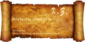 Korbuly Zamfira névjegykártya